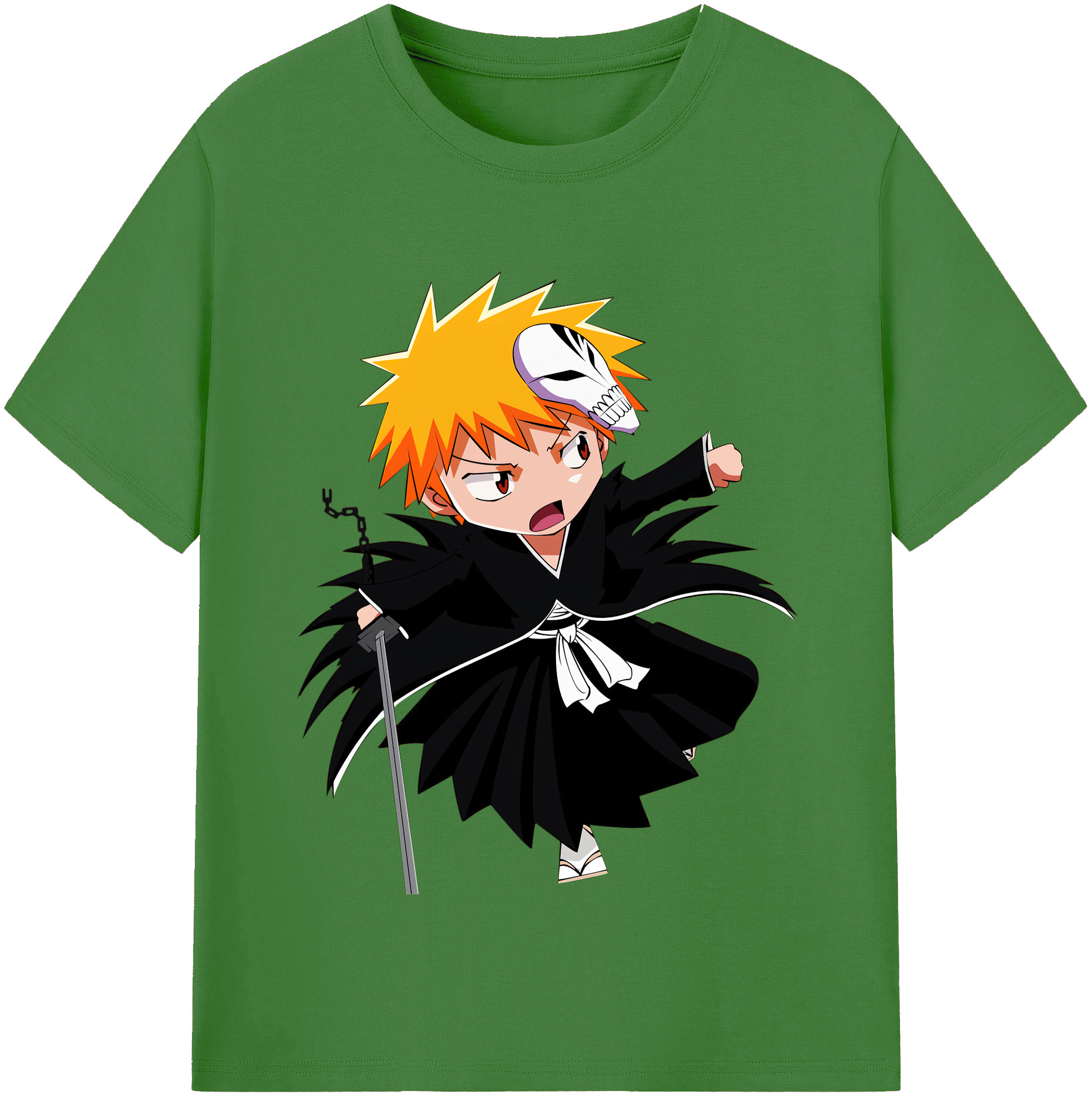 （画像用） ブリーチ 黒崎一護（くろさき いちご）BLEACH Kurosaki Ichigo レディースカジュアルプリントTシャツ（綿100％）